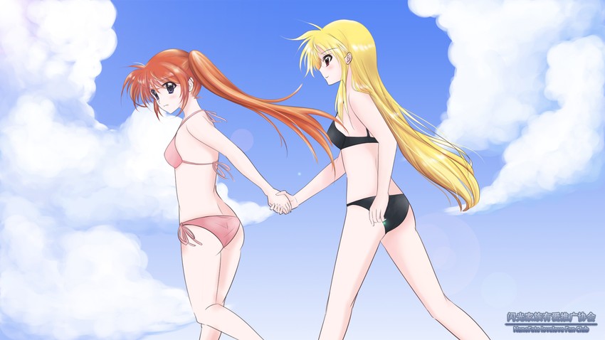 fate testarossa and takamachi nanoha (lyrical nanoha and 1 more) drawn by aegis_zan