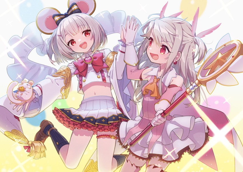 illyasviel von einzbern, prisma illya, vikala, and magical ruby (fate and 2 more) drawn by uchako
