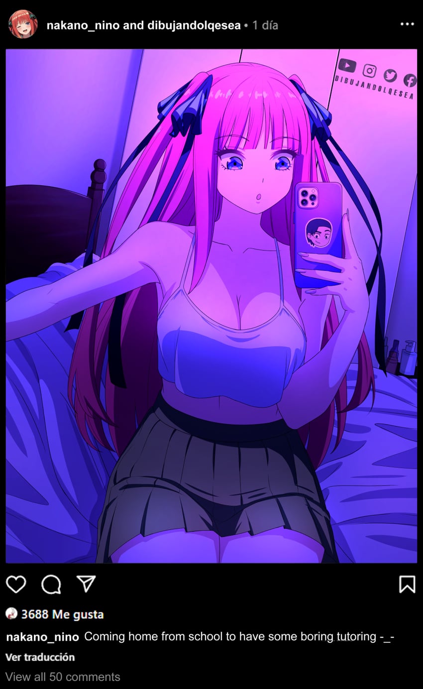 nakano nino (go-toubun no hanayome and 1 more) drawn by vash_over