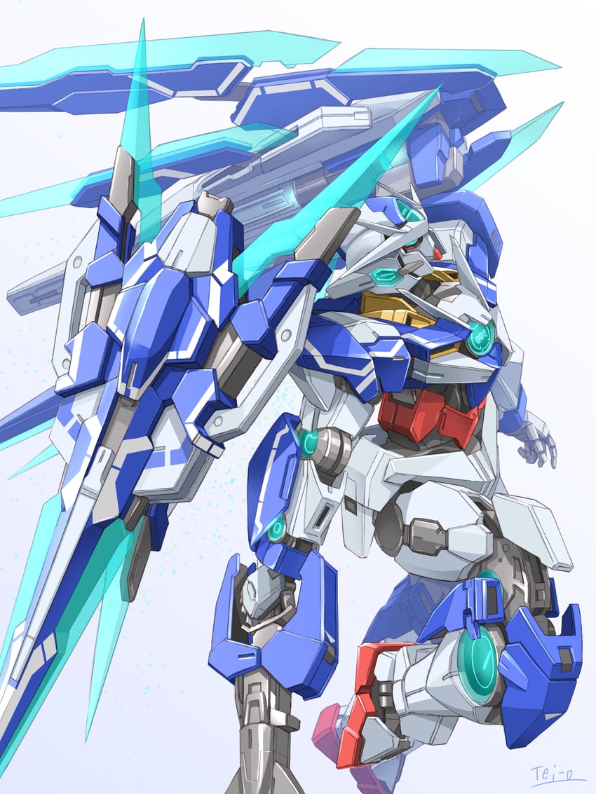 00 qan[t] and 00 qan[t] full saber (gundam and 2 more) drawn by tei-o