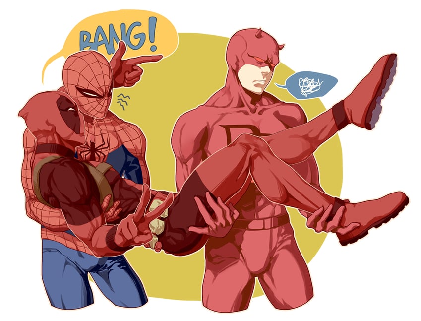 deadpool, spider-man, and daredevil (marvel and 2 more) drawn by ali_(annyin)