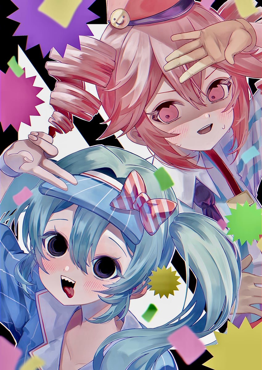 hatsune miku and kasane teto (vocaloid and 2 more) drawn by srnps