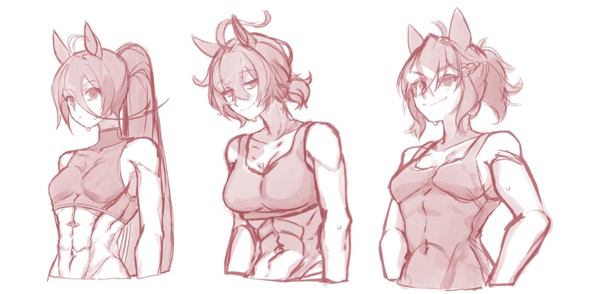 agnes tachyon, manhattan cafe, and jungle pocket (umamusume) drawn by mujintou_png