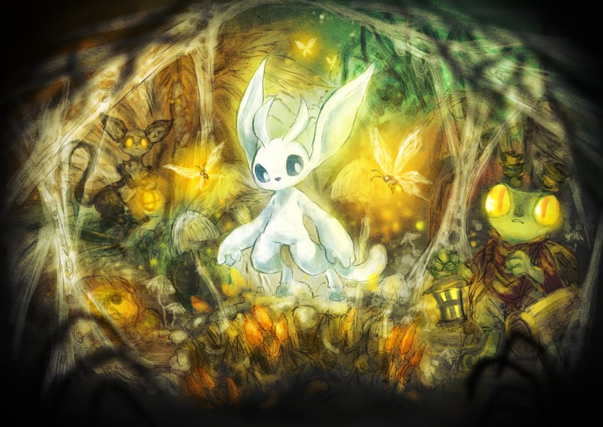 ori, lupo, and mokk the brave (ori and the blind forest) drawn by ei_(stingray)
