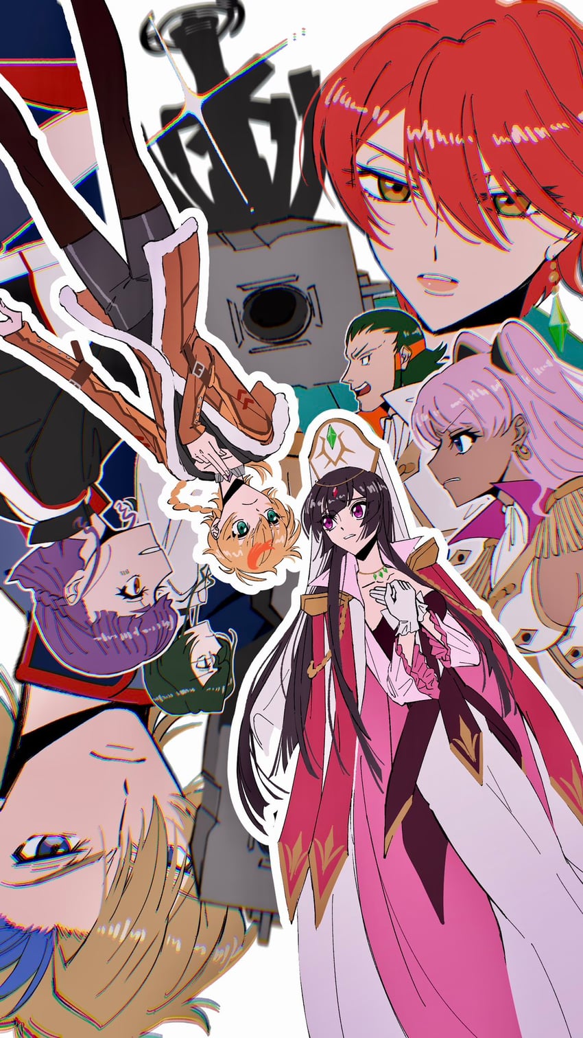 catherine sabathra, ash phoenix, roze, haruyanagininomiya sakura, and arnold renck (code geass and 1 more) drawn by nmexemn