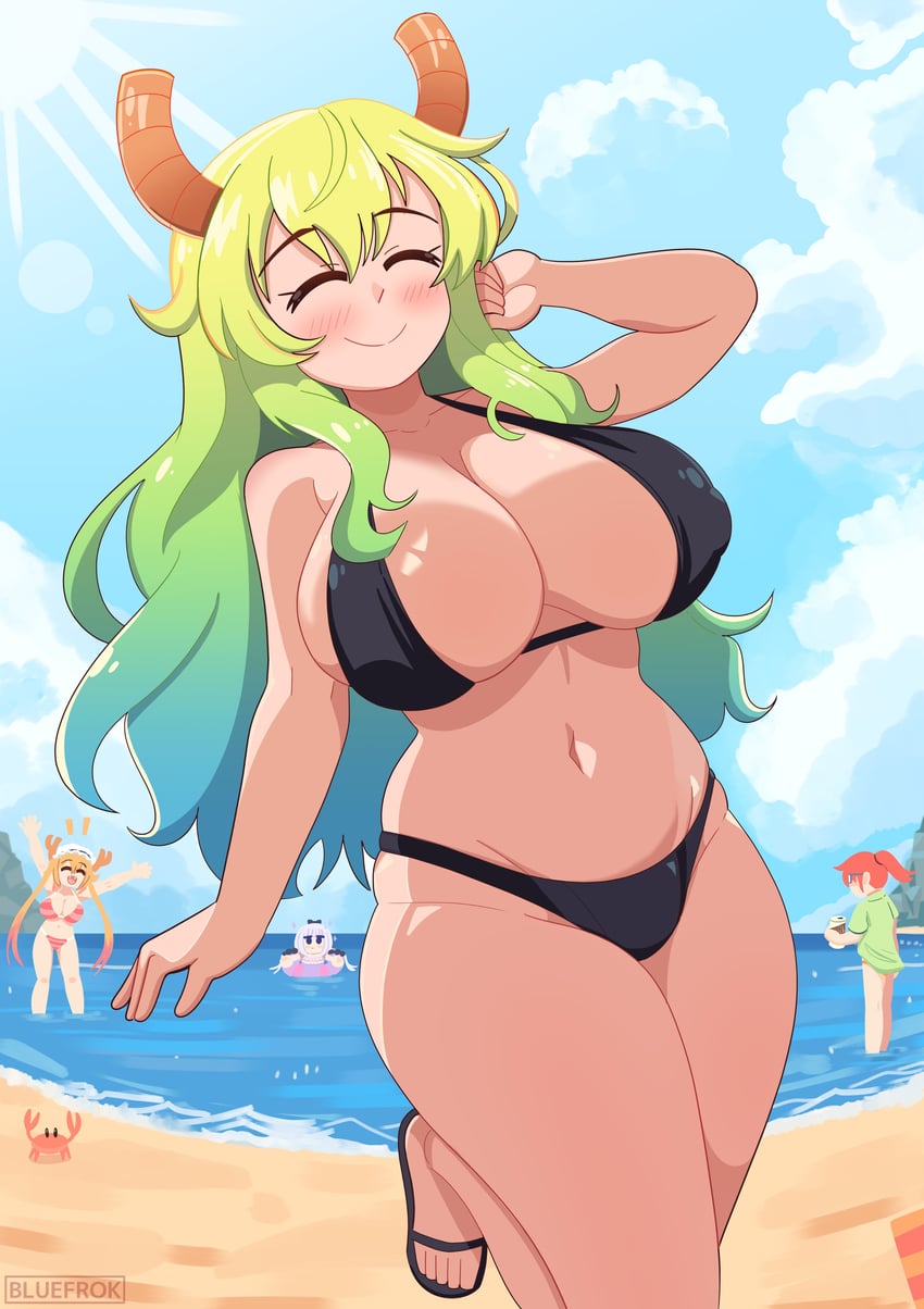 kanna kamui, tohru, lucoa, and kobayashi (kobayashi-san chi no maidragon) drawn by bluefrok