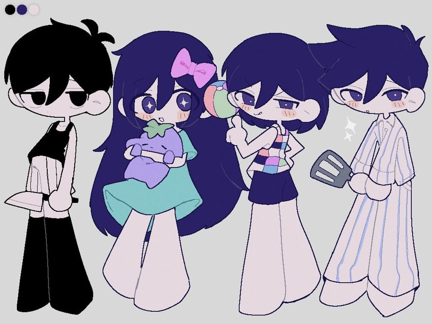 omori, aubrey, kel, and hero (omori) drawn by shiba_inu_(j1piwzrj8xdzywk)