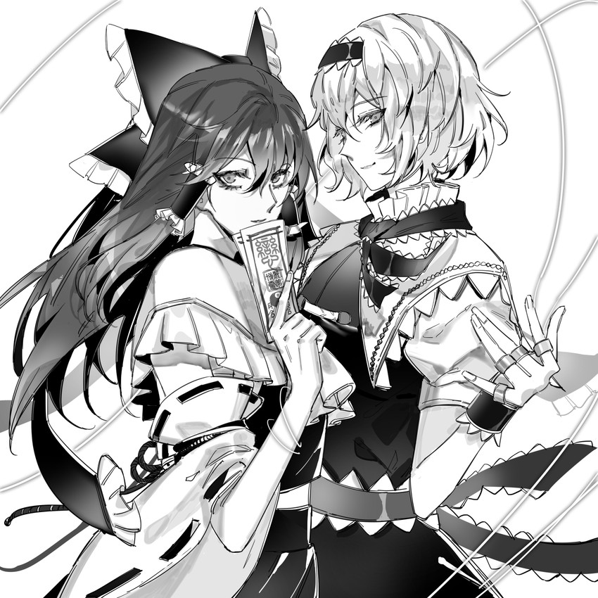 hakurei reimu and alice margatroid (touhou) drawn by kaoru_(alicemakoto)