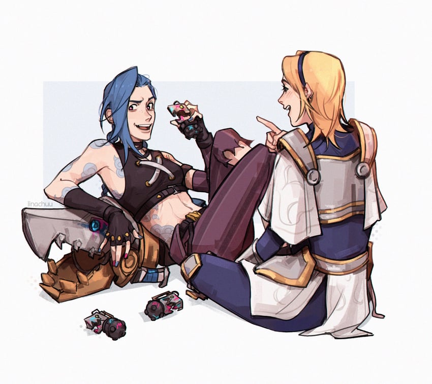 jinx, lux, and arcane jinx (league of legends and 1 more) drawn by linaxchuu