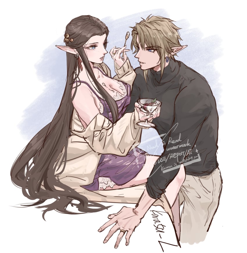 link and princess zelda (the legend of zelda and 1 more) drawn by kurokawa_karasu