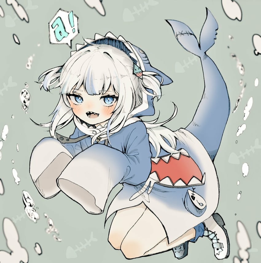 gawr gura (hololive and 1 more) drawn by ozu_(user_sjjz4357)