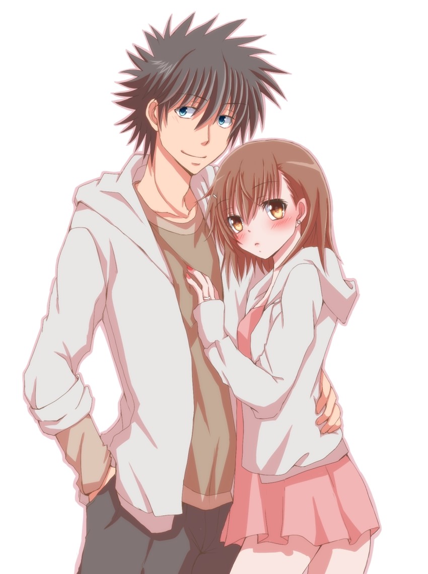 misaka mikoto and kamijou touma (toaru majutsu no index and 1 more) drawn by hiro_(hirohiro31)