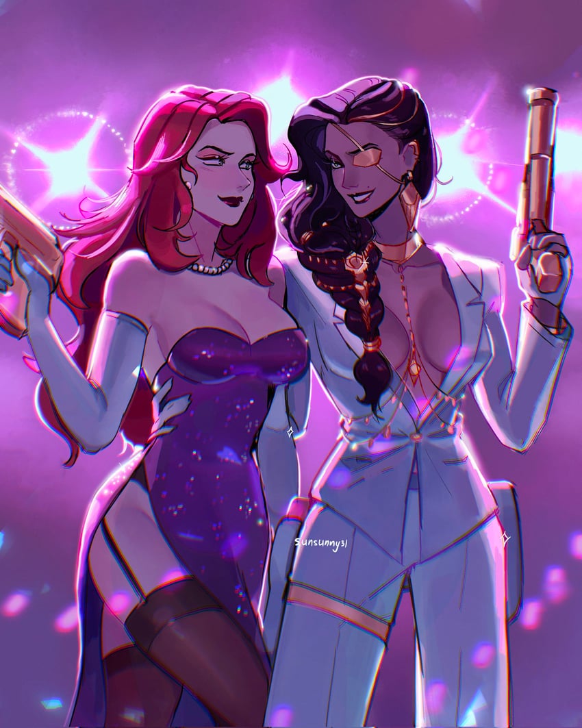 miss fortune and samira (league of legends) drawn by sunsunny31