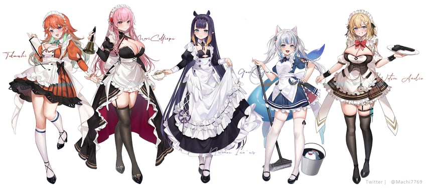 gawr gura, mori calliope, ninomae ina'nis, takanashi kiara, watson amelia, and 2 more (hololive and 1 more) drawn by machi_(machi0910)