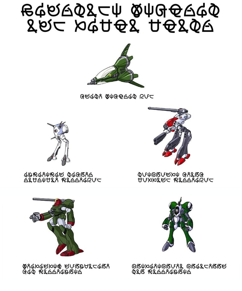 regult, queadluun-rau, glaug, and nousjadeul-ger (macross and 1 more)