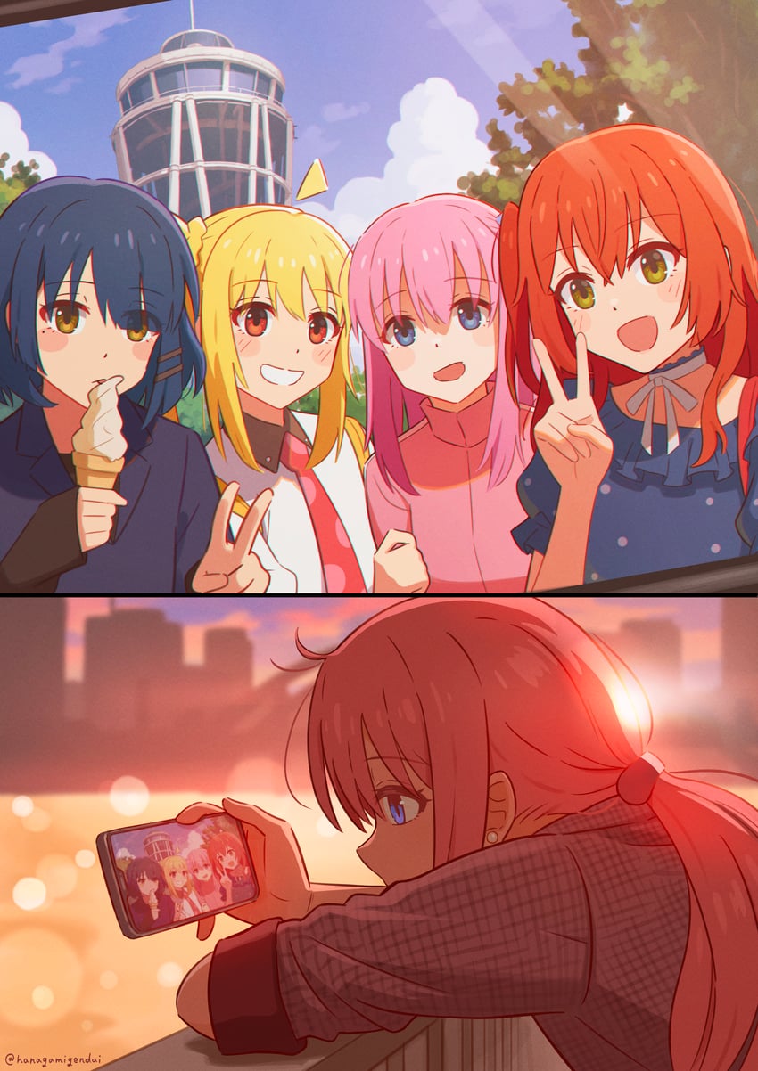 gotoh hitori, kita ikuyo, ijichi nijika, and yamada ryo (bocchi the rock!) drawn by hanagamigendai