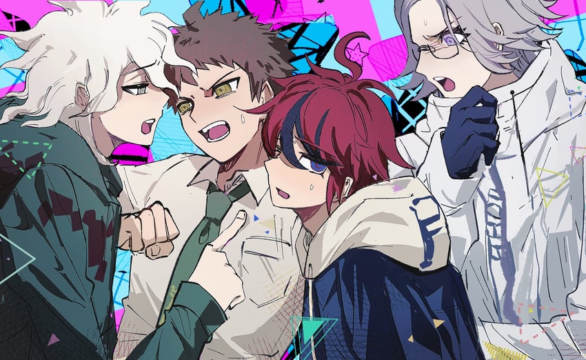 komaeda nagito, hinata hajime, sumino takumi, and aotsuki eito (danganronpa and 2 more) drawn by berrydewww