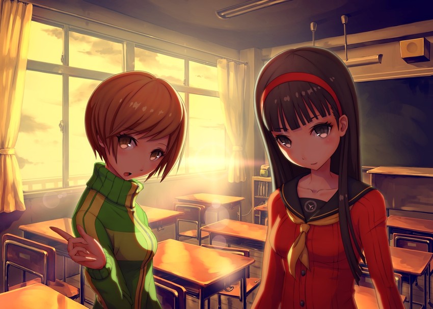 satonaka chie and amagi yukiko (persona and 1 more) drawn by futsuka_(dzone)