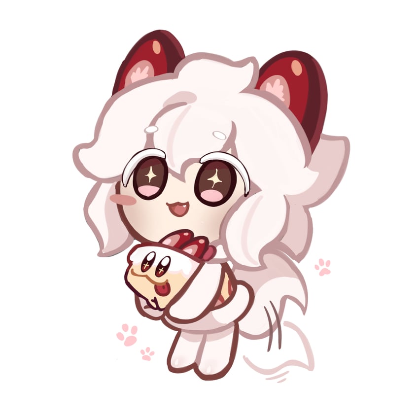 cake hound, cream cake hound, and strawberry shortcake cookie (cookie run and 2 more) drawn by gimt5n