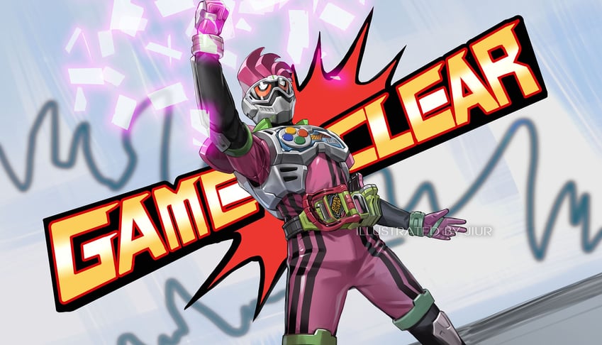 kamen rider ex-aid and mighty action x level 2 (kamen rider and 1 more) drawn by jiuri_jiuhao