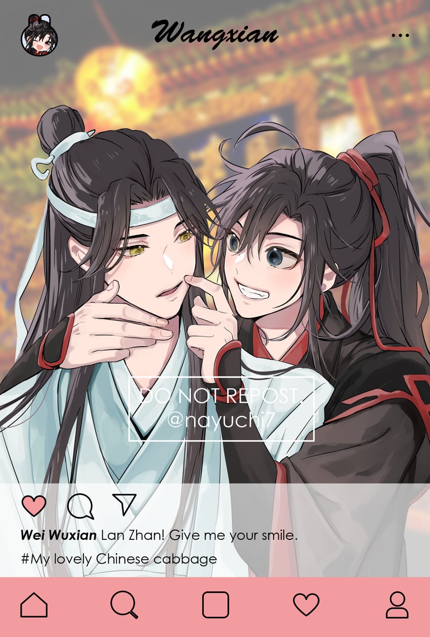 wei wuxian and lan wangji (modao zushi) drawn by natttume