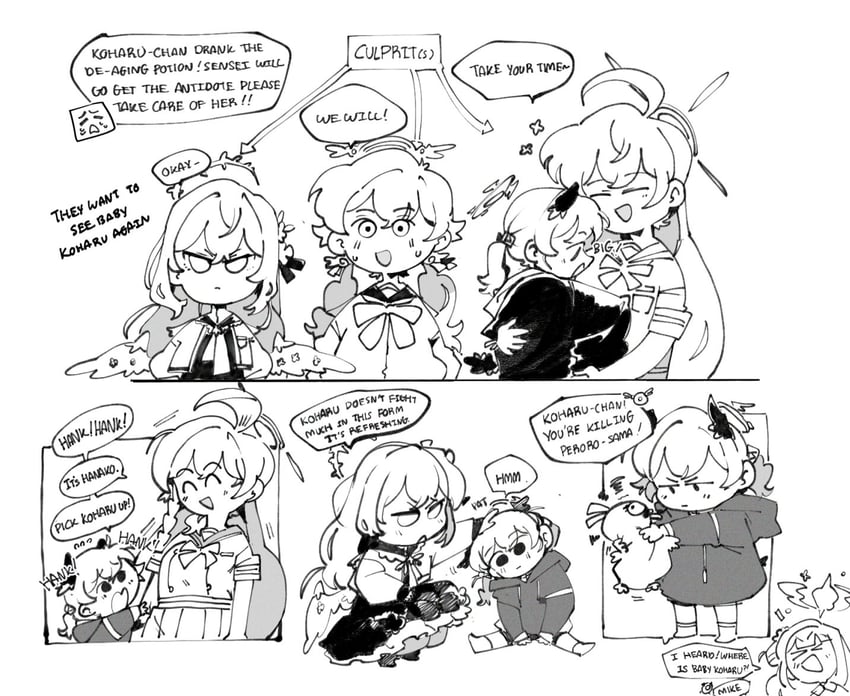 mika, koharu, hanako, hifumi, azusa, and 1 more (blue archive) drawn by kinzaibatsu91