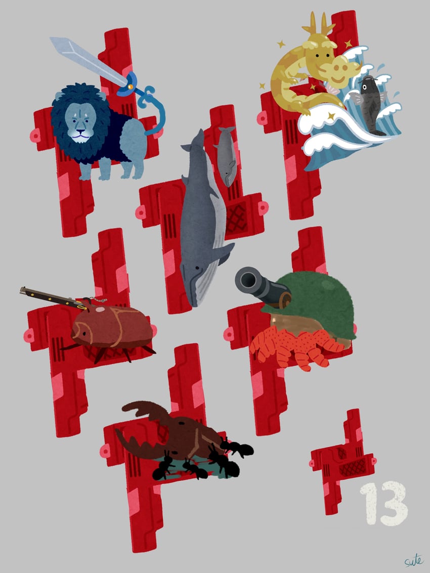 621, g5 iguazu, g1 michigan, g4 volta, g6 red, and 2 more (armored core and 2 more) drawn by sute_(vx_fictif)