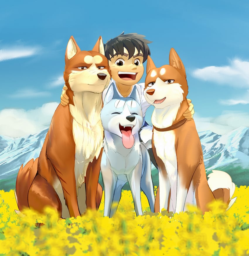 gin, riki, fujiwara daisuke, and fuji (ginga and 1 more) drawn by wavingdog