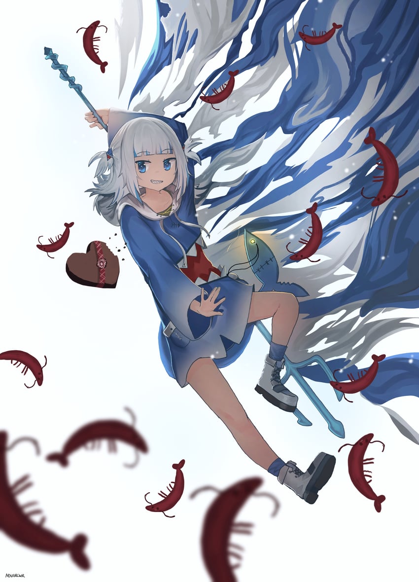 gawr gura and ebi-chan (hololive and 1 more) drawn by advarcher