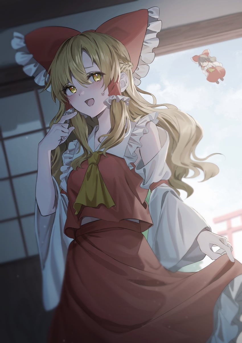 hakurei reimu and kirisame marisa (touhou) drawn by wanko_sora