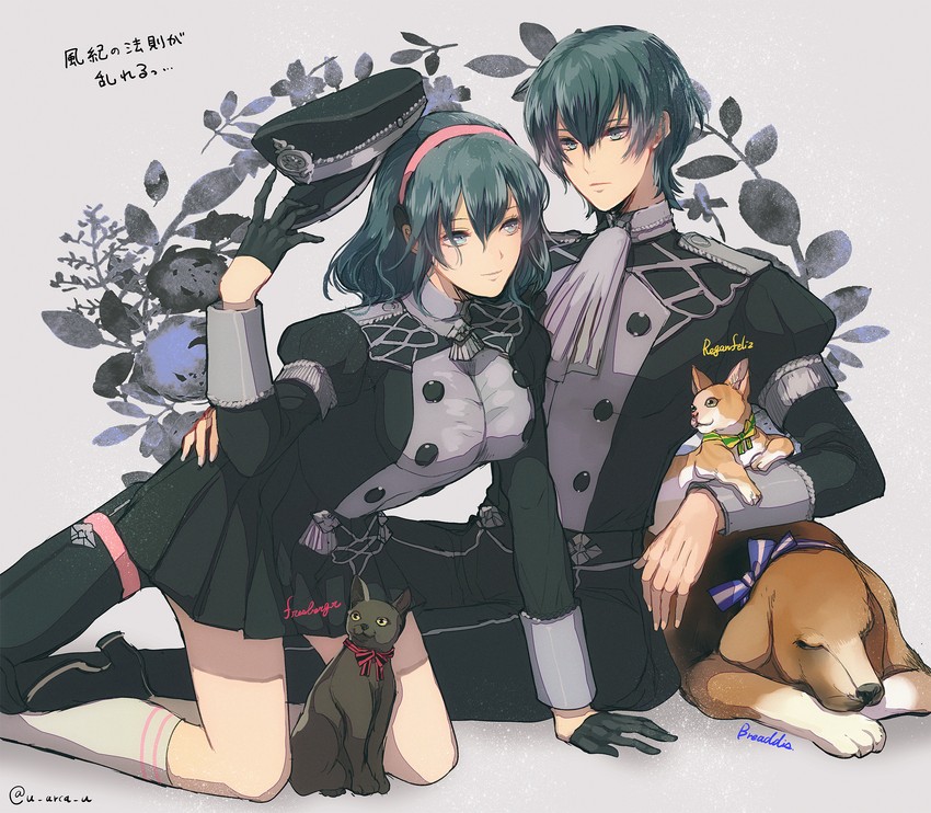 female byleth and male byleth (fire emblem and 1 more) drawn by u_arca_u