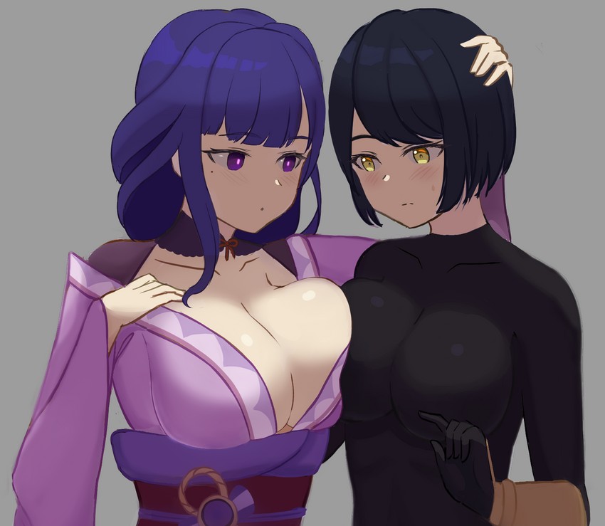 raiden shogun and kujou sara (genshin impact) drawn by taiko_bo