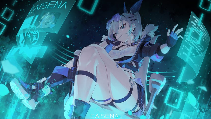 silver wolf (honkai and 1 more) drawn by caisena