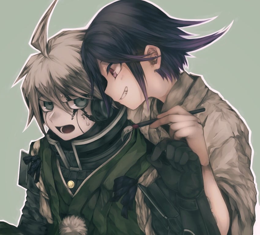 oma kokichi and k1-b0 (danganronpa and 1 more) drawn by poporo_v3