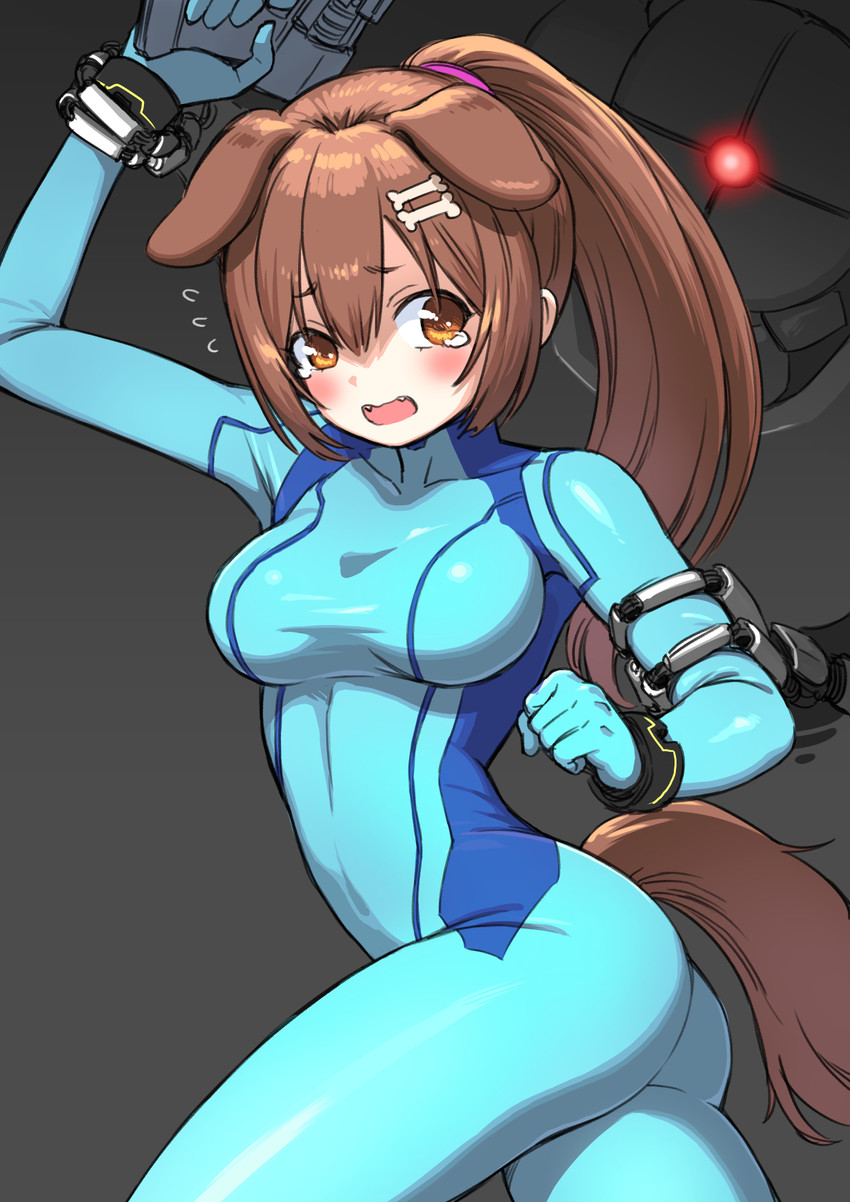 samus aran, inugami korone, and e.m.m.i. (hololive and 2 more) drawn by sabaku_chitai