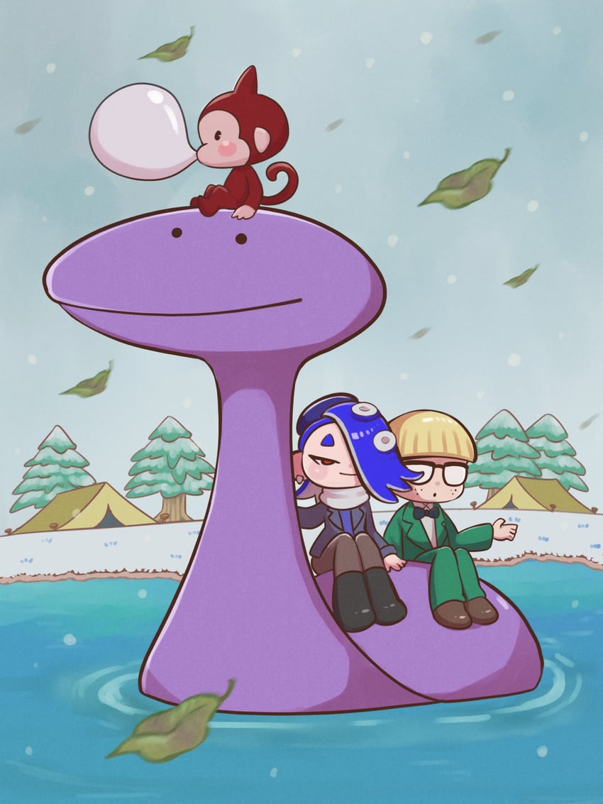 shiver, jeff andonuts, bubble monkey, and tessie (splatoon and 3 more) drawn by oekakirisuke