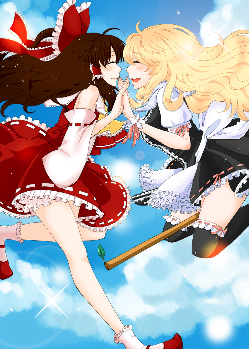 hakurei reimu and kirisame marisa (touhou) drawn by himeko_(chp)
