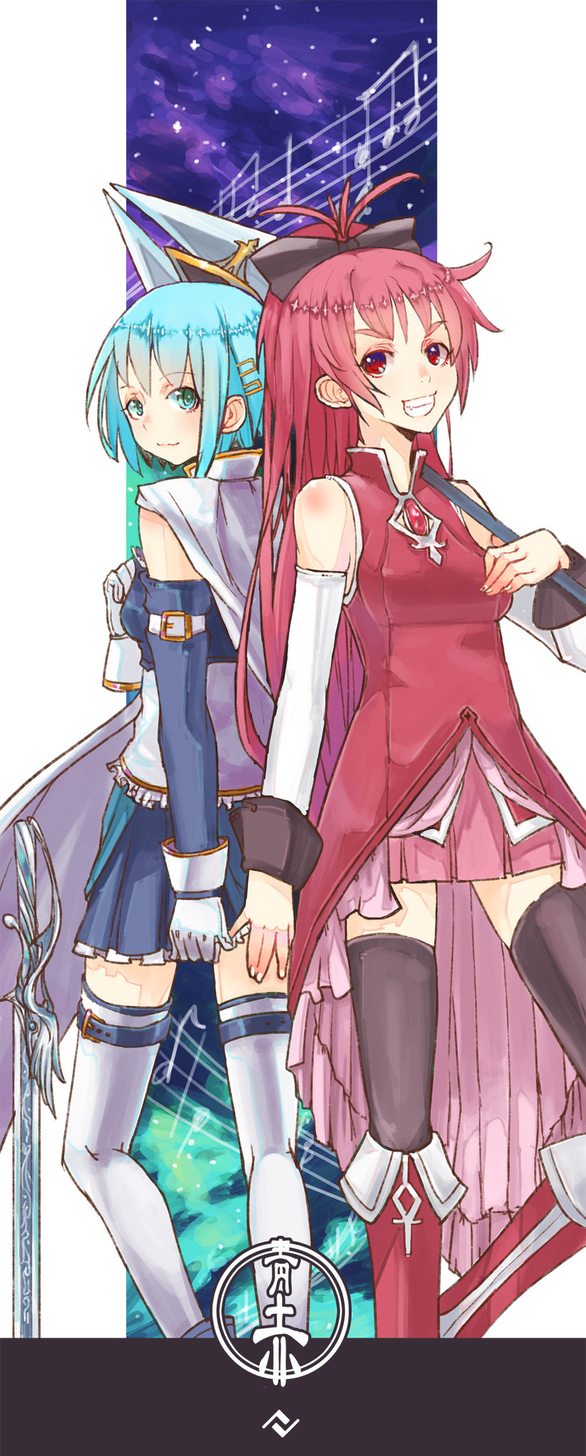 miki sayaka and sakura kyoko (mahou shoujo madoka magica) drawn by flelincw