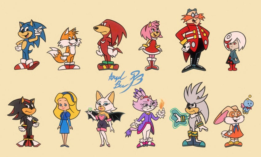 sonic the hedgehog, shadow the hedgehog, amy rose, blaze the cat, rouge the bat, and 9 more (sonic and 2 more) drawn by angelbee623