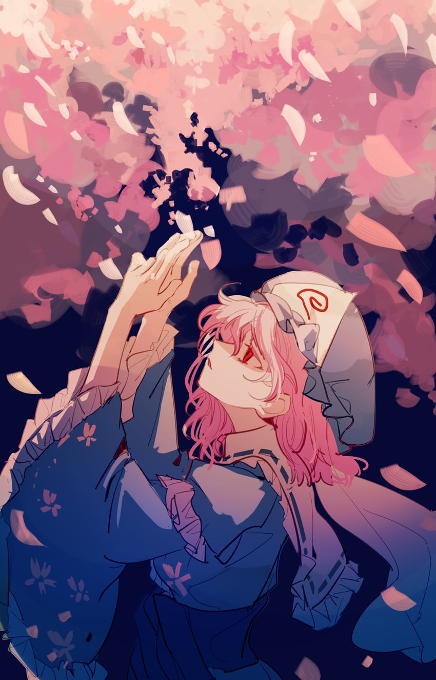 saigyouji yuyuko (touhou and 1 more) drawn by xian_qishui