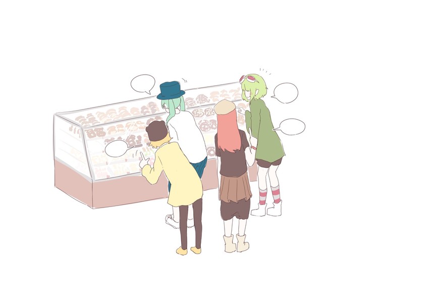 hatsune miku, kagamine rin, megurine luka, and gumi (vocaloid and 1 more) drawn by kaimo_(mi6kai)