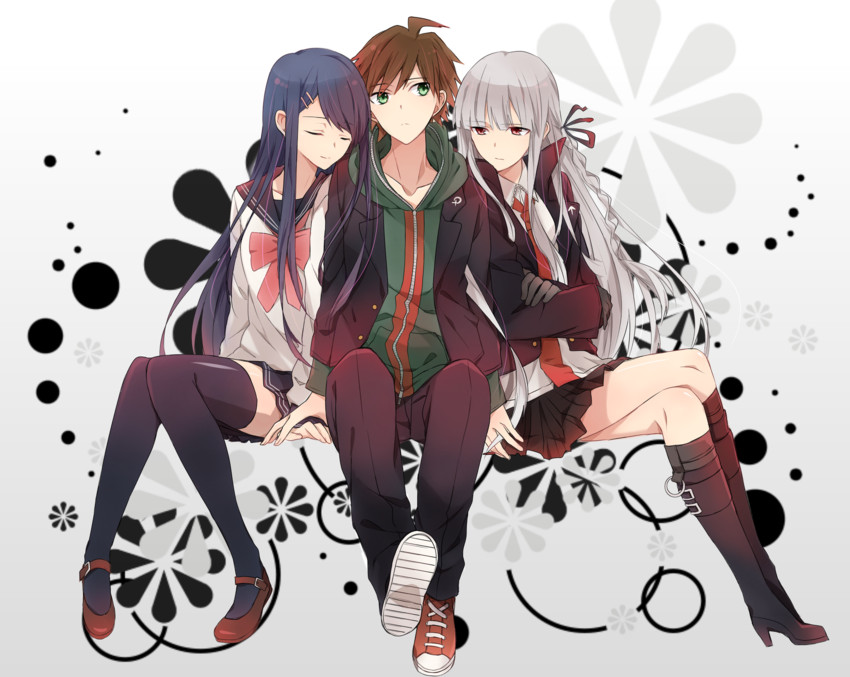 kirigiri kyoko, naegi makoto, and maizono sayaka (danganronpa and 1 more) drawn by zubora_na_kintoki