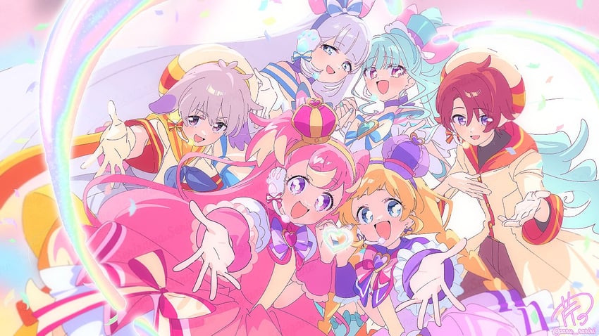nekoyashiki yuki, inukai komugi, nekoyashiki mayu, inukai iroha, cure wonderful, and 5 more (precure and 1 more) drawn by serizawa_serizane