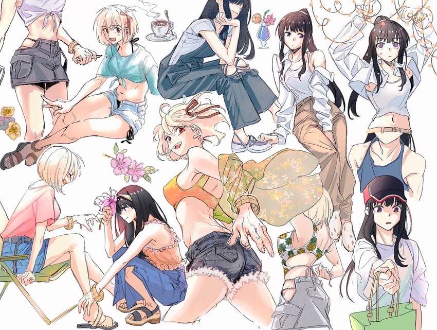 nishikigi chisato and inoue takina (lycoris recoil) drawn by koyomania
