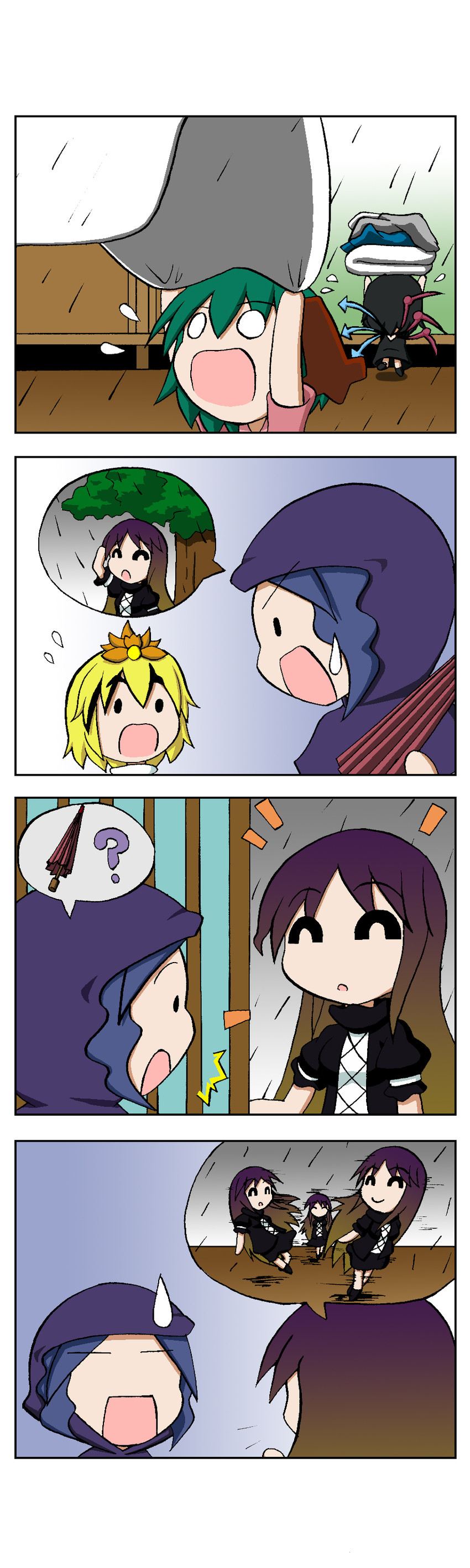 hijiri byakuren, houjuu nue, toramaru shou, kumoi ichirin, and kasodani kyouko (touhou) drawn by rakugaki-biyori