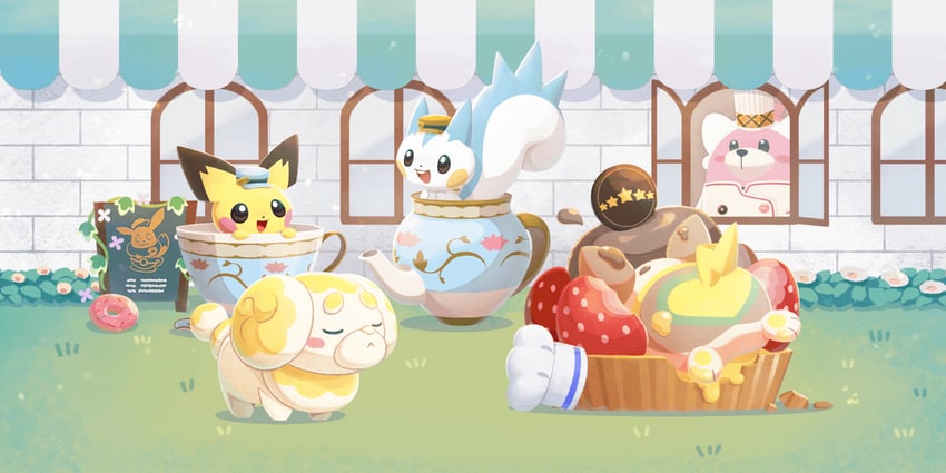 eevee, pichu, pachirisu, yamper, bewear, and 1 more (pokemon and 1 more)