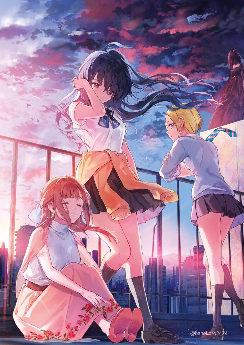 kudan sakuya, akinashi koto, and shima touko (original and 1 more) drawn by hanekoto
