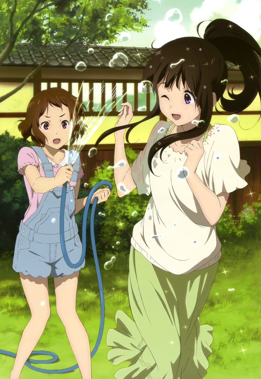 chitanda eru and ibara mayaka (hyouka and 1 more) drawn by karata_hiroshi