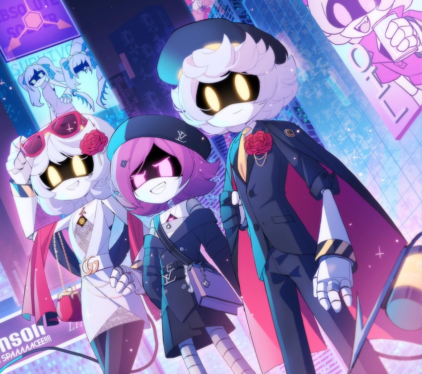 uzi, n, and v (murder drones) drawn by cheer_(cheerpuppy14)