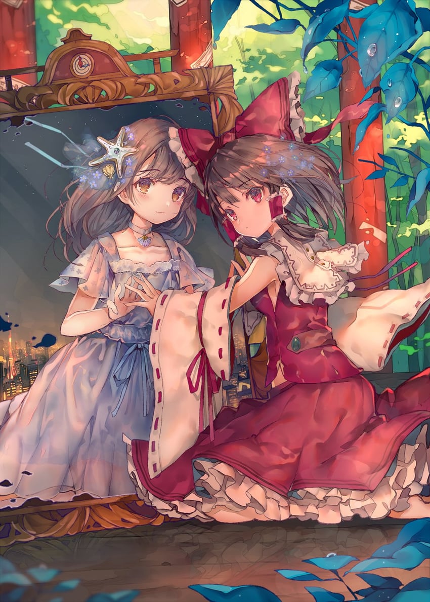 hakurei reimu (original and 1 more) drawn by cha_goma